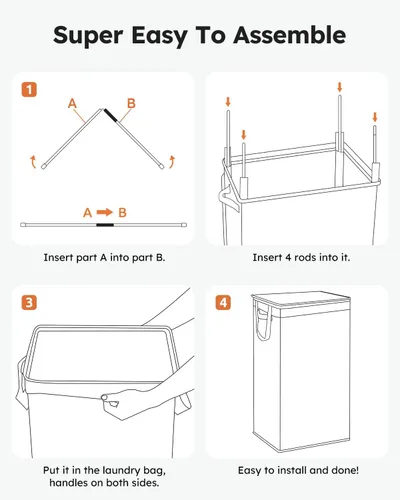 Miniatura 8 de SOLEDI Cesta de ropa con tapa, 100 L XL, cesta grande para la ropa sucia con bolsa removible, cestas de lavandería plegables, almacenamiento