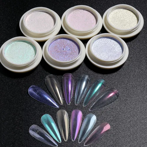 Miniatura 4 de 7Jars - Polvo de uñas cromado, efecto aurora, pigmento neón, perla, brillantina, iridiscente, kit de manicura, arte de uñas, arte de uñas