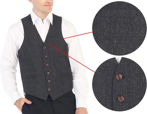 Miniatura 110 de Gioberti Chaleco de tweed formal de 6 botones para hombres