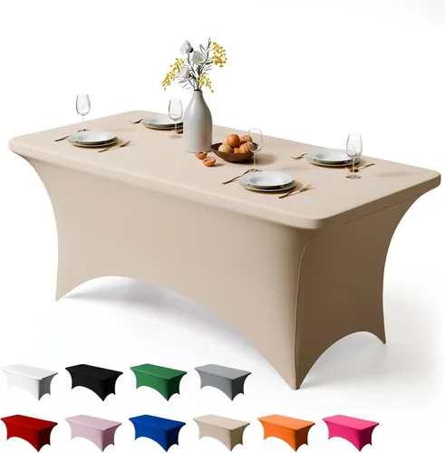 Miniatura 27 de Trlyc Paquete de 1 mantel rectangular de elastano de 4 pies – 48 x 30 pulgadas, resistente a las arrugas, para bodas, fiestas, banquetes, picnic