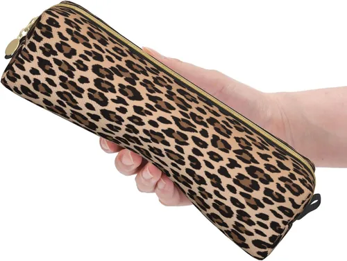 Miniatura 4 de IMPCOKRU Bolsa pequeña para lápices de estudio, bolsa para llaves, leopardo marrón, estuche de almacenamiento de papelería para escuela, oficina