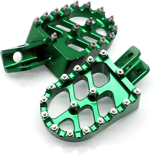 Miniatura 3 de MZS Estriberas para Dirt Bike, Estriberas CNC Motocross KLX 110 Reposapiés MX Pedal de Descanso Verde Compatible con KLX110 2002-2024 / KLX110L