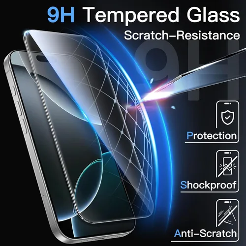 Miniatura 5 de JETech Protector de pantalla para iPhone 16 Pro de 6.3 pulgadas, película de vidrio templado con herramienta de fácil instalación, compatible