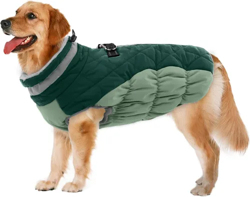 Miniatura 50 de Lelepet Abrigo cálido para perro, abrigo de invierno para perro, chaqueta impermeable para perros con arnés incorporado, chaleco reflectante
