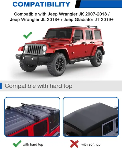 Miniatura 2 de Wonderdriver Barras transversales para portaequipajes de techo de 220 libras compatibles con Jeep Wrangler JK JL Gladiator JT 2007-2026