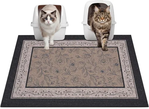 Miniatura 61 de Glittme Alfombrilla de Arena para Gatos con Base Antideslizante, Alfombrilla de Caja de Arena Impermeable que Atrapa la Arena, Fácil de Limpiar