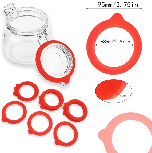 Miniatura 2 de JUN 12 juntas de silicona de repuesto para frascos, sellos de goma de grado alimenticio, anillos herméticos de sellado de juntas de silicona de 3.75