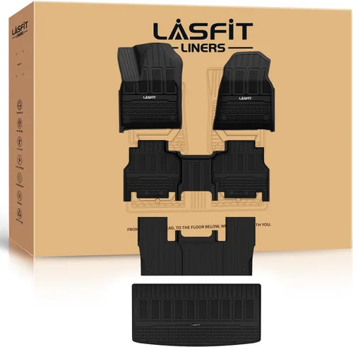 Miniatura 17 de LASFIT Alfombrillas de Piso para Jeep Grand Cherokee L 2021-2025 (SOLO para 6 Asientos Sin Consola Central) Revestimientos de Piso de Automóvil