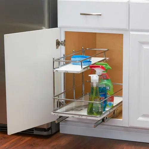 Miniatura 3 de Household Essentials - Organizador Glidez de mármol sintético, de armario de cocina, de 2 niveles, estantes extraíbles, 53 cm de profundidad x 31 cm