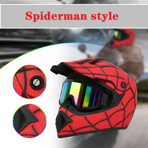 Miniatura 3 de Casco de motocross, casco de motocross, casco todoterreno BMX MX ATV con gafas unisex para jóvenes y niños, aprobado por DOT/FMVSS 218