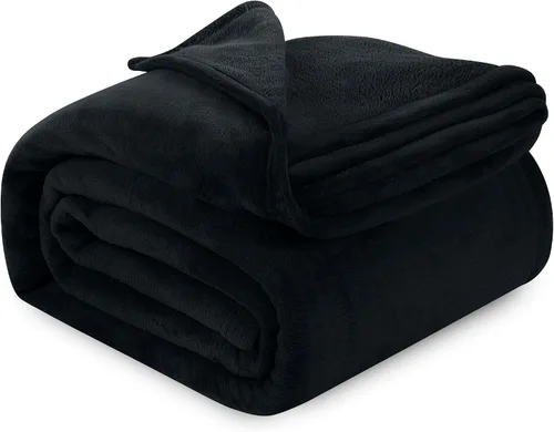 Miniatura 28 de Utopia Bedding Manta de forro polar negro, tamaño individual, ligera, mullida, suave, antiestática de microfibra (60 x 80 pulgadas)