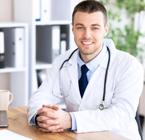 Miniatura 5 de NY Threads Abrigo de laboratorio profesional para hombres, abrigo médico largo de polialgodón de manga completa