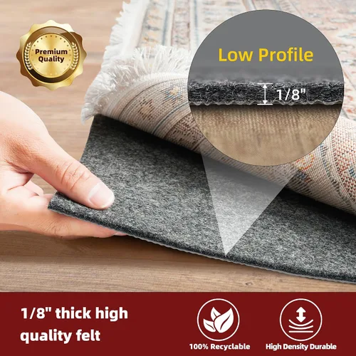 Miniatura 3 de BAGAIL - Almohadillas de fieltro y goma natural de 1/8 pulgadas de grosor, 2.5 x 9.5 pies, agarre antideslizante para alfombra, mantiene
