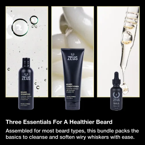 Miniatura 2 de ZEUS Kit de lavado de barba y aceite para barba para hombres, suaviza, hidrata e hidrata el vello facial, promueve un crecimiento y brillo