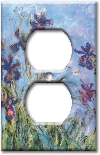 Miniatura 5 de Art Plates - Cubierta de placa de interruptor de luz metálica de 2 bandas - Placa de pared decorativa de palanca de dos bandas - Monet: lirios