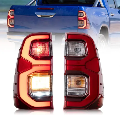VLAND Luces LED traseras compatibles con Toyota Hilux 2015-2020 Revo (NO para Tonka) Camioneta, conjunto de lámpara trasera con luz de circulación