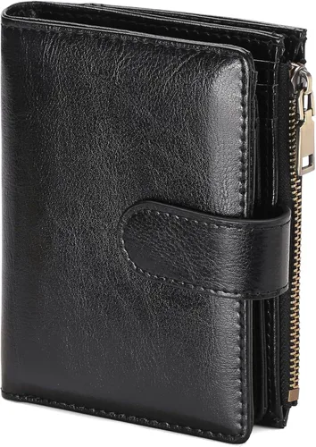 Miniatura 22 de GAEKEAO Cartera pequeña de cuero vegano con bloqueo RFID plegable para mujer, tarjetero compacto con bolsillo con cremallera y ventana