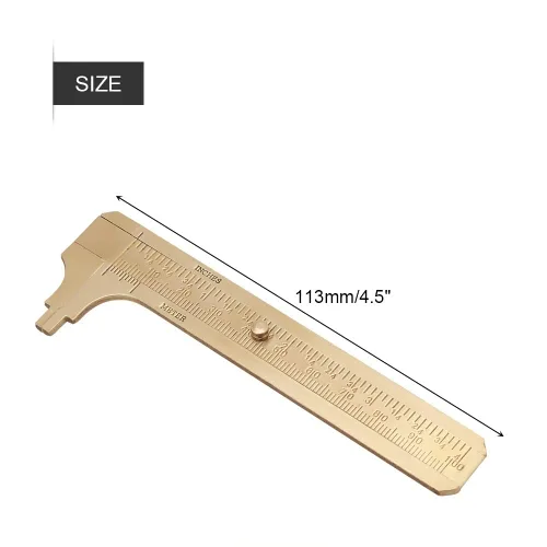 Miniatura 4 de Calibre de latón de calibre de 3.937 in / 4 pulgadas, calibrador de bolsillo Vernier para medición de joyas de alambre de cuentas (doble escala)