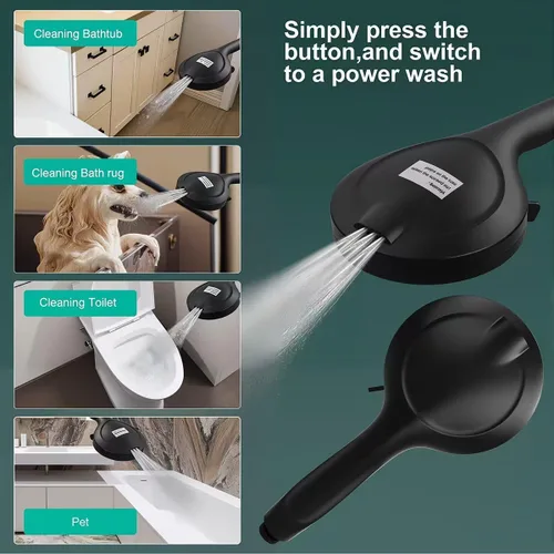 Miniatura 3 de Cabezal de ducha de mano filtrado negro mate - 10 modos de pulverización con lluvia y masaje, filtro integrado, boquillas antiobstrucciones