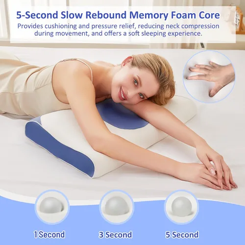 Miniatura 3 de Almohada cervical para el cuello, almohadas refrescantes ultrafinas para aliviar el dolor de cuello, hombros, espuma viscoelástica ergonómica