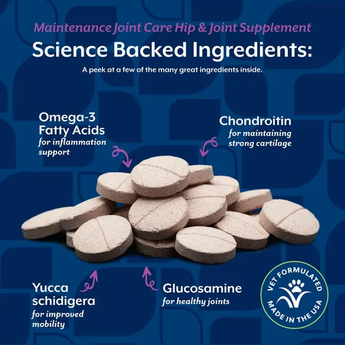 Miniatura 5 de NaturVet Glucosamina DS Nivel 1 Cuidado de mantenimiento Soporte de cadera y articulaciones Suplemento para mascotas para perros y gatos