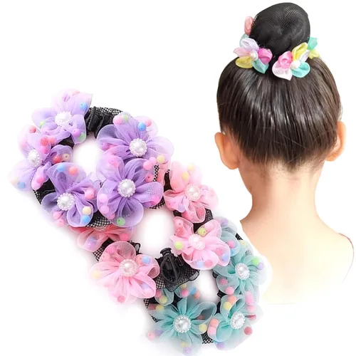 4 piezas de redecillas de pelo de color premium con cordón para el cabello para bailarina, bailarina, empleado, enfermera, patinadora, niños,