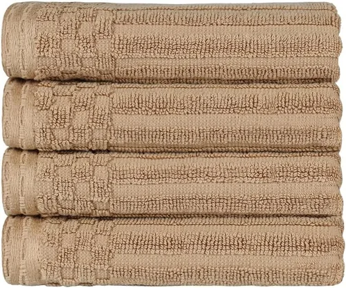 Miniatura 42 de Superior Juego de 6 toallas de algodón sólido y acanalado, toallas de cara de 13 x 13 pulgadas, toallas de mano de 16 x 28 pulgadas, toallas de baño