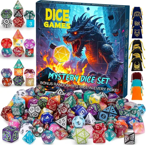Miniatura 15 de CiaraQ Juego de dados poliédricos - Dados para juegos de rol DND para Calabozos y Dragones, juego de mesa RPG, doble color, 35 piezas