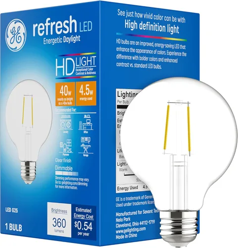 Miniatura 15 de GE Refresh - Bombillas LED, 40 vatios, luz diurna, focos globo G25, acabado esmerilado, base mediana (paquete de 3)