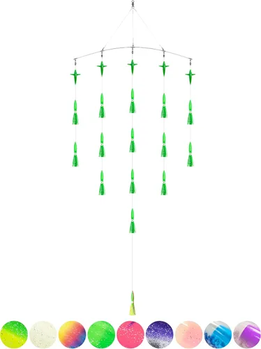 Miniatura 18 de BLUEWING Barra esparcidora de pesca de 18 pulgadas/36 pulgadas con calamares de bulbo de 6 pulgadas/9 pulgadas, pájaros de arrastre de 5.28 pulgadas