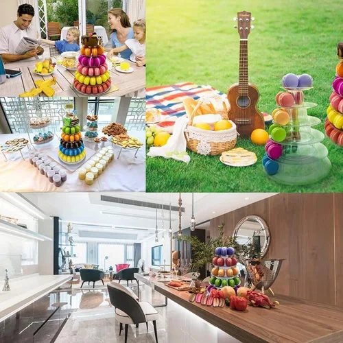 Miniatura 6 de Torre de macaron de 6 niveles, estante redondo de plástico para macarrones, soporte de postre transparente para tartas, soporte de donas para baby