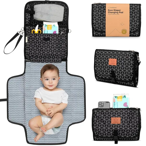 Miniatura 14 de KeaBabies Cambiador de pañales portátil, para viajes, automóvil – Cambiador grande impermeable para bebé, lavable, acolchado, bolsa de viaje