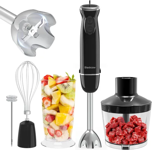 Juego de licuadora de inmersión para cocina, licuadora de emulsión de mano extra silenciosa de 500 W, batidora de mano eléctrica de 12 velocidades
