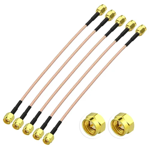 Miniatura 9 de Superbat Paquete de 2 extensiones de cable SMA, macho SMA a macho SMA macho conector de ángulo recto RG316 puente coaxial, 12 pulgadas