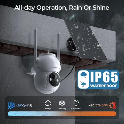 Miniatura 6 de Cámara de seguridad solar inalámbrica para exteriores, sistema de cámara de seguridad para el hogar con visión nocturna a color 2K HD con visión