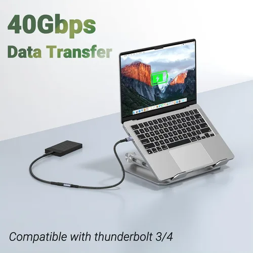 Miniatura 3 de Cable de extensión USB C de 1.5 pies (2 paquetes/240 W/40 Gbps/8K), cable extensor corto USB 4.0, transferencia de datos de alta velocidad de 40