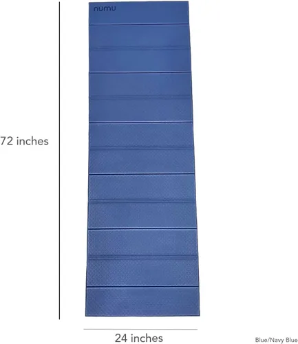 Miniatura 2 de Numu Esterilla de yoga plegable con correa de transporte de yoga, antideslizante, ligera y portátil de 1/4 pulgadas de grosor, perfecta para un Azul