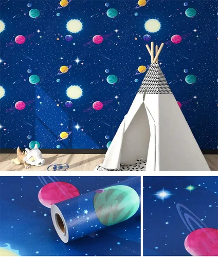 Miniatura 3 de TAOGIFT Papel tapiz de vinilo para despegar y pegar, para guardería, habitación de niños, pared extraíble, autoadhesivo, revestimiento de cajón