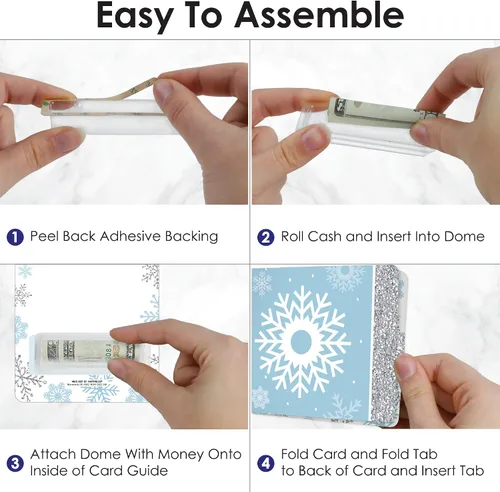 Miniatura 3 de Big Dot of Happiness Winter Wonderland - Juego de 6 tarjetas de dinero divertidas con diseño de copo de nieve para fiestas de vacaciones y boda