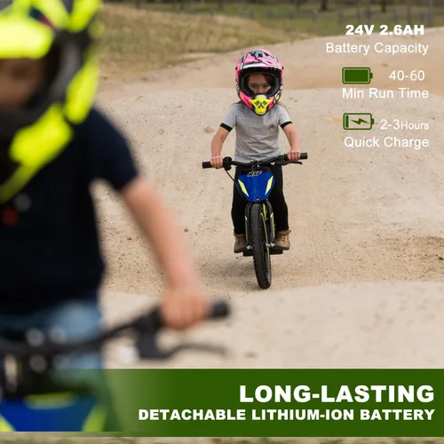 Miniatura 4 de AIII Motocicleta eléctrica ligera para niños, motocicleta eléctrica de 170/340 W de hasta 10/12 MPH, batería desmontable de 24 V, bicicleta de Rojo