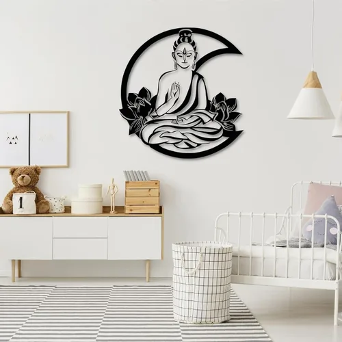 Miniatura 2 de Arte de pared de metal, arte de pared de metal de Buda, arte de pared de flor de loto de metal, decoración de pared de metal de Buda, arte de pared