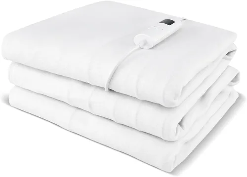 Protector de colchón eléctrico de 75 x 39 pulgadas con 8 niveles de calor, 4 tiempos, protección contra sobrecalentamiento, controlador desmontable,