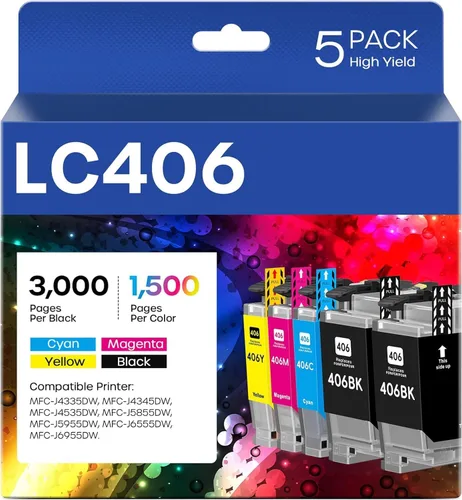 LC406 - Cartuchos de tinta compatibles con Brother LC406 LC406XL LC 406 XL Work para impresora Brother MFC-J4335DW MFC-J5855DW MFC-J4535DW