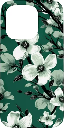 Miniatura 14 de White Dogwood Flower Pattern Green Black & White Case for iPhone 17
