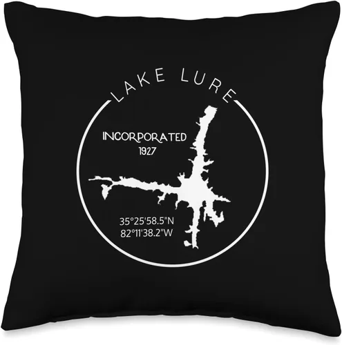State of North Carolina Merch Souvenir & Gifts Co. Lake Lure Map GPS Location GIS Rutherford North Carolina - Almohada de 16 x 16 pulgadas,