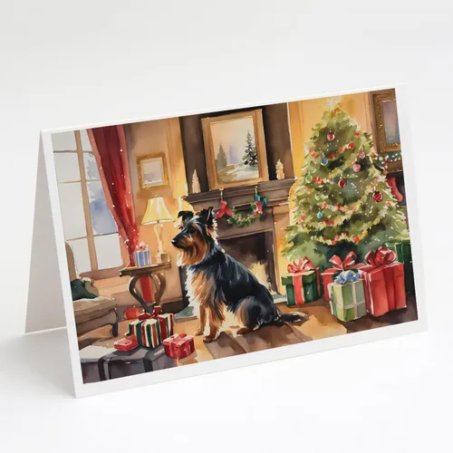 Miniatura 123 de Caroline's Treasures DAC2753GCA7P Paquete de 8 tarjetas de felicitación navideña acogedora de Husky siberiano Tarjetas en blanco con sobres