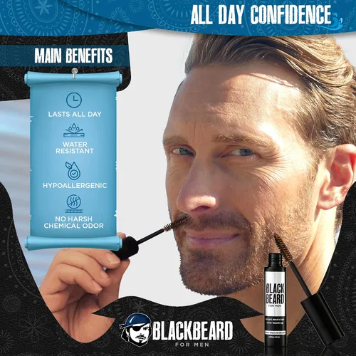 Miniatura 2 de Blackbeard para hombres Color de barba instantáneo – Barba, bigote, cejas y patillas todo el día – Tinte hipoalergénico temporal para barba, Marrón