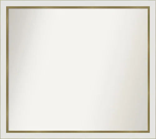 Miniatura 317 de Amanti Art Espejo de baño blanco para sobre el fregadero, 30 x 35 pulgadas, espejo de tocador rectangular estrecho de Eva de oro blanco, marco