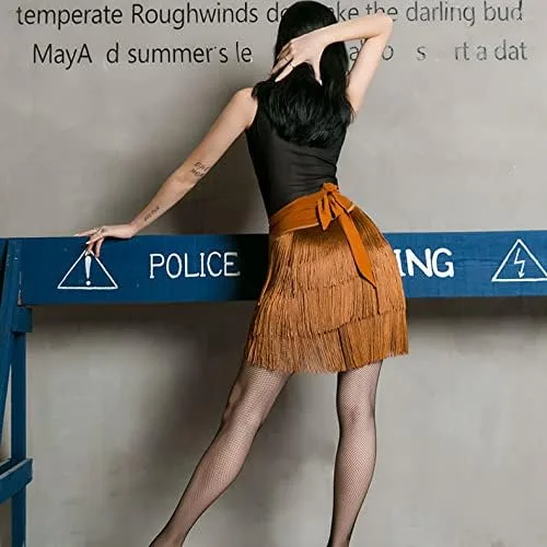 Miniatura 3 de Faldas de baile para mujer, vestido de baile latino, falda de baile tango, falda de borla, falda de práctica de baile, bufanda de cadera