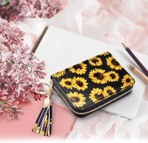Miniatura 6 de Billetera pequeña para tarjetas de crédito RFID con purpurina linda para mujer